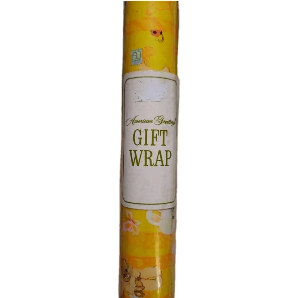 Vtg 1976 American Greetings Baby Shower Rolled Wrapping Paper 20sq Ft Yellow